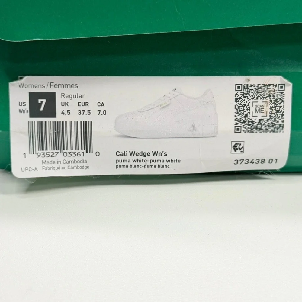 Puma Cali Wedge Women 7 White Platform Sneakers 373438-01 Chunky Fashion Shoes - Picture 9 of 9